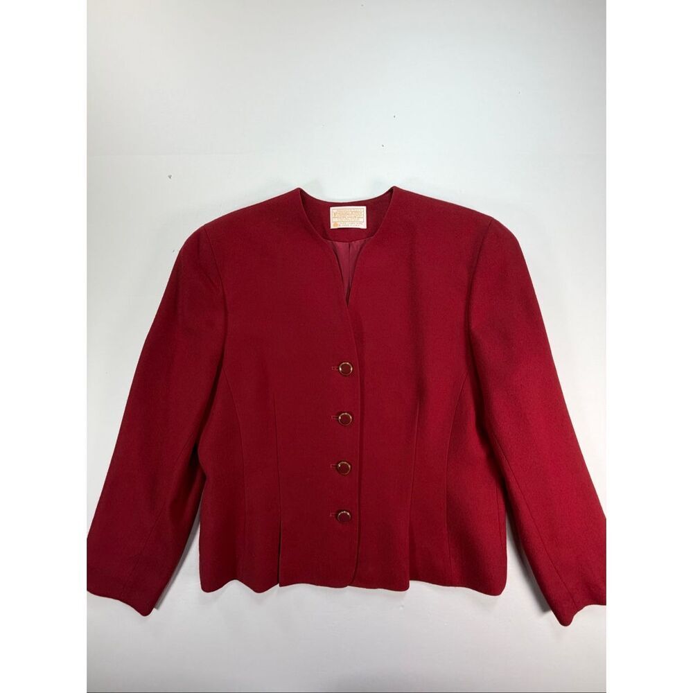Vintage Pendleton 100% Virgin Wool Red Blazer Jacket USA Women’s Size 12